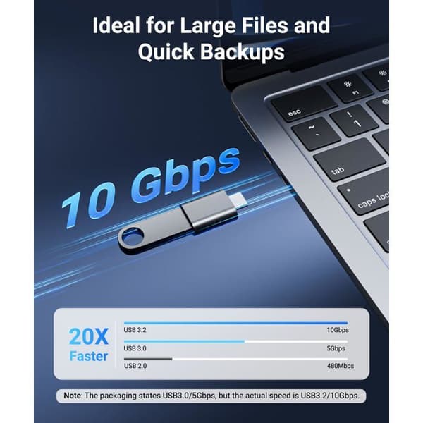 USB-C till USB-adapter (2-pack), USB 3.0 hona till Thunderbolt 4/3, rymdgrå