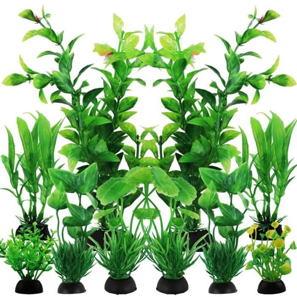 Dekorationer til akvarium, sæt med 2 dele (10 planter i alt), planter til akvarium