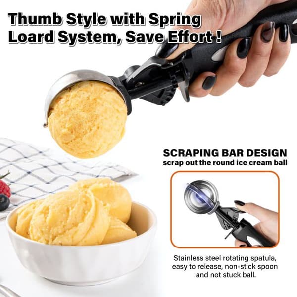 Is-ske - SONGHUI - Model 55 mm - 55 ml - Tommeludløser med skraber - Ergonomisk rustfrit stål 18/8