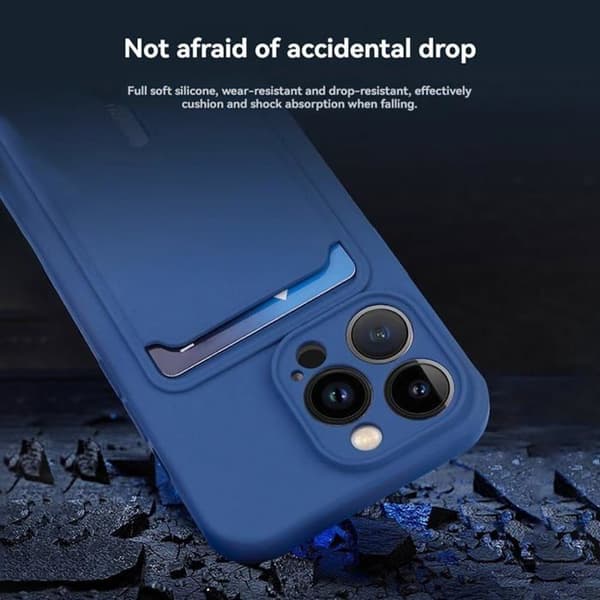 iPhone 15 Pro Max-fodral, med plats för SIM-kort, mjukt silikonfodral, röd.