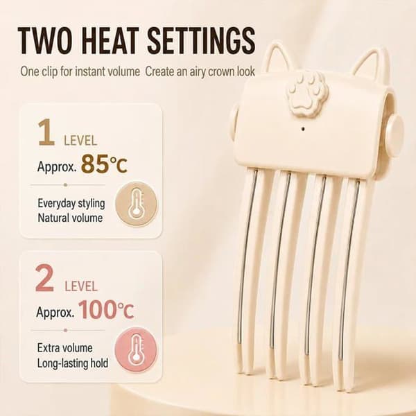 Värmeborste - YOVELLE - Trådlös - USB-laddning - 2 temperaturer - Värmeelement