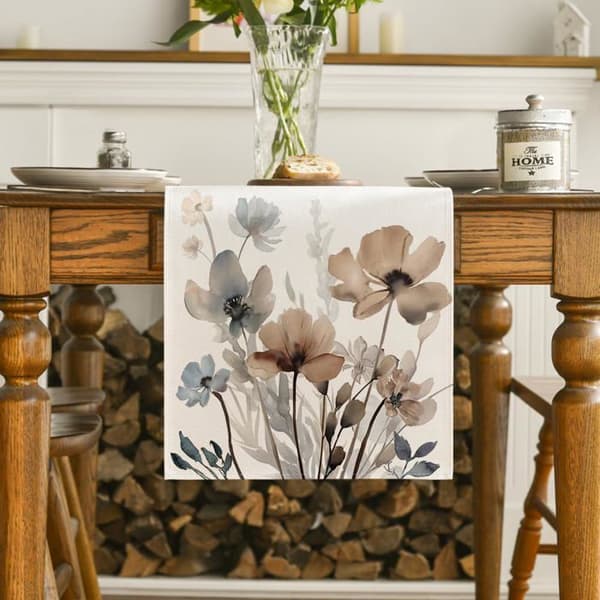 Bordløber - SONGHUI - Brune valmuer (blomsterdesign) - 100% polyester - 33 x 274 cm - Robuste syninger Bruna vallmo (brun)