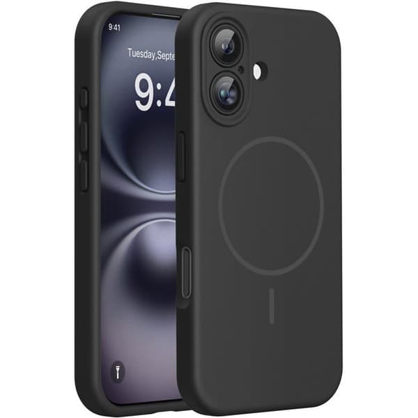 iPhone 16 Cover – Blød, fleksibel silikonecover, ridsefrit og stødabsorberende (Sort)
