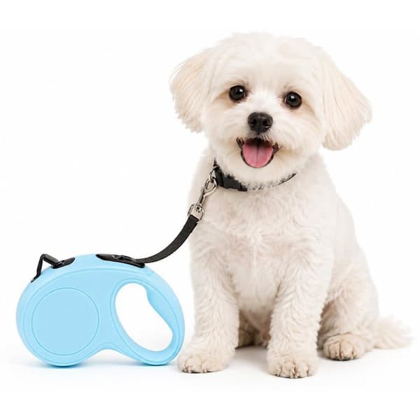 Retractable hundesnor, 10 fod (ca. 3 meter) lang, velegnet til små til mellemstore hunde, blå.