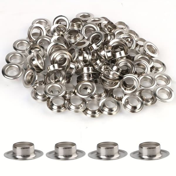 Øjeletang - UDVÆKST - Kit 3/8 tommer (10 mm) - 100 sølvøjer - Læder/Canvas/ Tøj - Rustfri