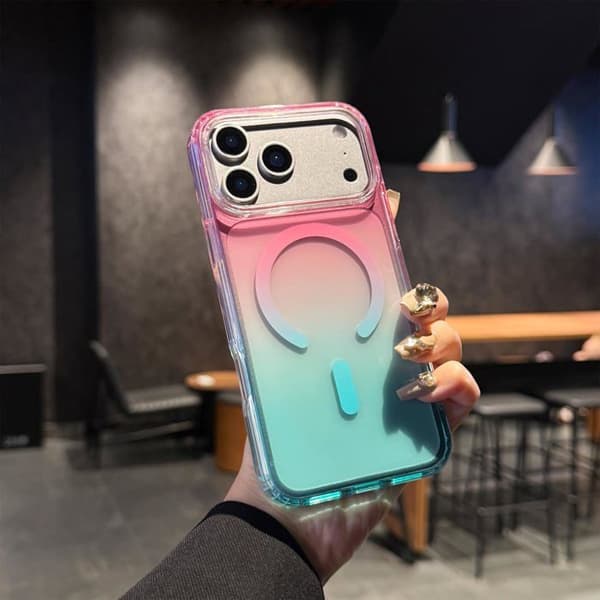 Magnetisk beskyttelsesskal til iPhone 17 Pro Max - Bicolor gradient - Rosa og blå