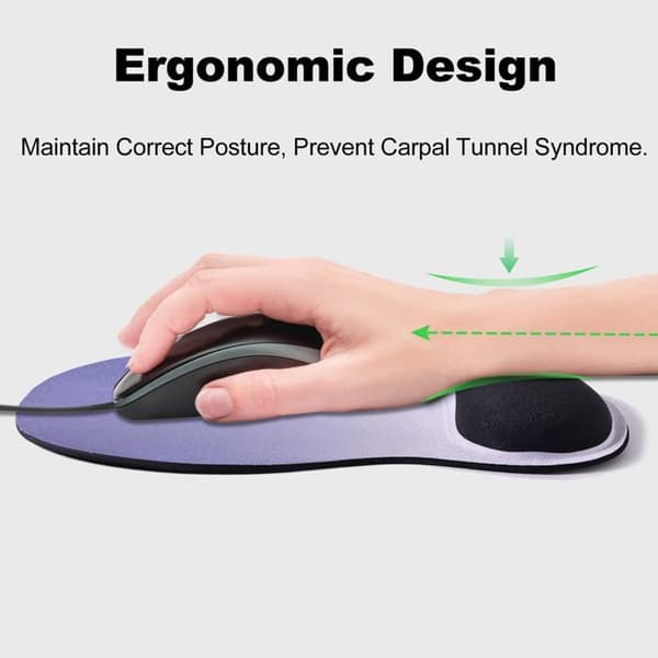 Mussemåtte med håndledsstøtte, ergonomisk støtte i memory-skum, mussemåtte til gaming