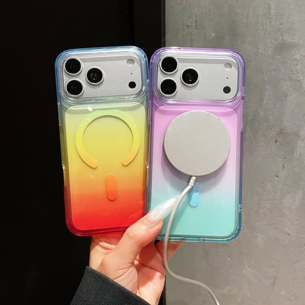 Magnetisk beskyttelsesskal til iPhone 17 Pro Max - Bicolor gradient - Rosa og blå
