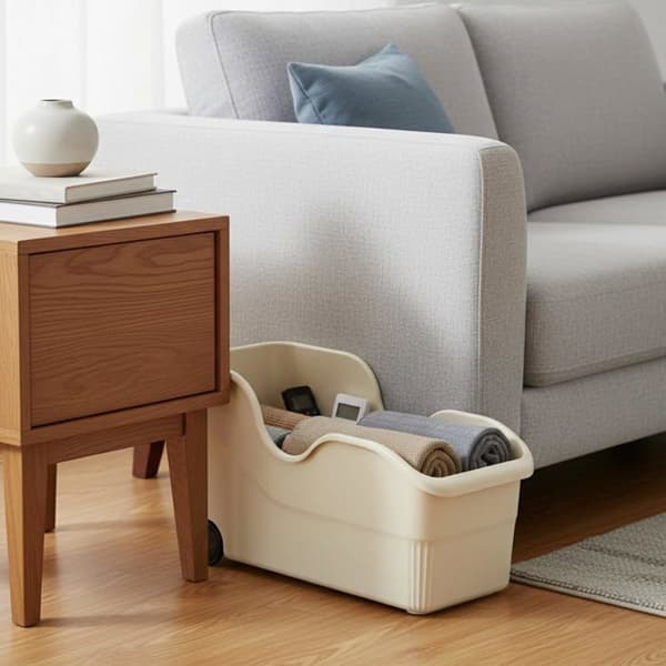 Skuffeopbevaring - SONGHUI - 37,8×19,4×18 cm - fin 18 cm - drejelige hjul - plast PP Vit