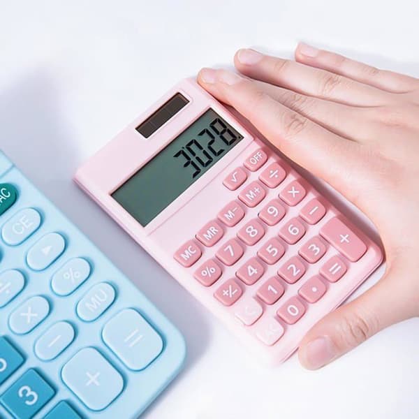 Standard skrivebordskalkulator – Kompakt digital skrivebordskalkulator med 8-cifret LCD-skærm (pink)