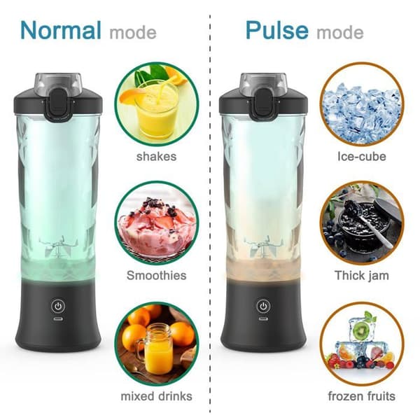 Bærbar blender - SONGHUI - Trådløs individuel blender - 600 ml - 6 blade - Sort