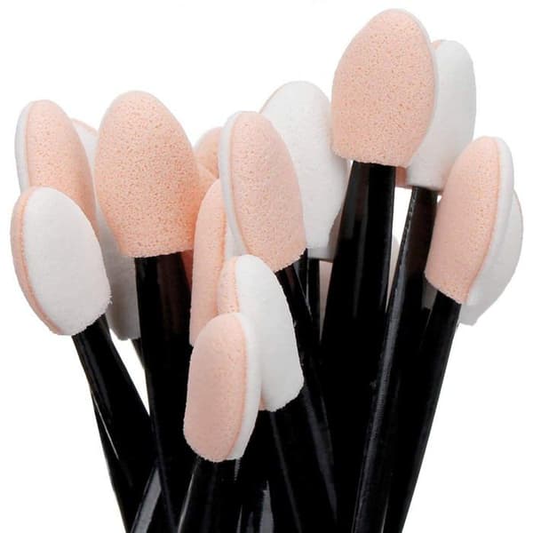 Engångs dubbeländad skumapplikator för ögonskugga / Makeupborste (30-pack - Svart)