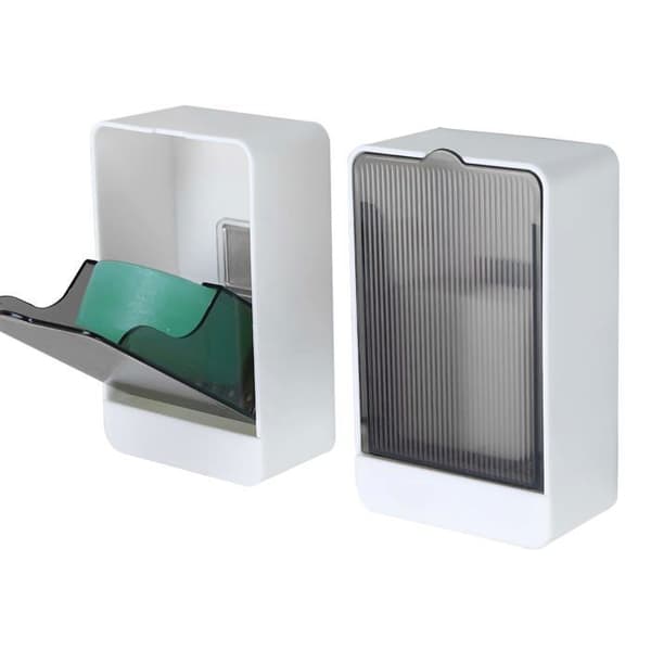 Tvålställ / Tvålhållare (2-pack) — Självdränerande design med lock, väggmonterad (Vit)