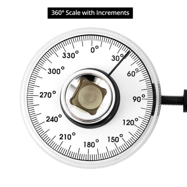 Goniometer til momentnøgle, 1/2 tomme drivkvadrat, måling op til 360 grader