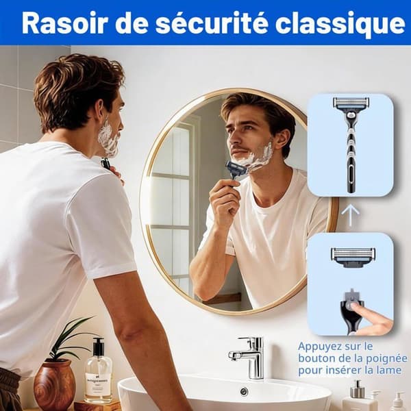 16-bladede barberblade, reservedele til manuelle barbermaskiner, tredobbelte blade, med dobbelt smørebånd.