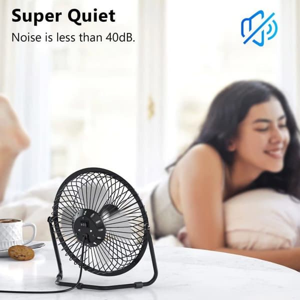 Bærbar skrivebordsventilator - SONGHUI - Mini USB 4'' - Stille <40 dB - 360° rotation - Metal