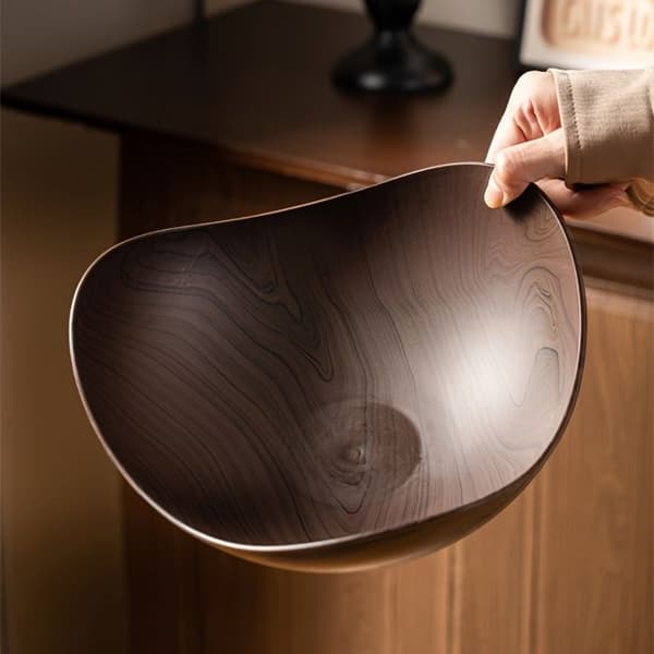 Stort salladsskål - S'AGRANDIR - 24 cm - Mörk träimitation - Hållbar plast - Modern design Mörk trä