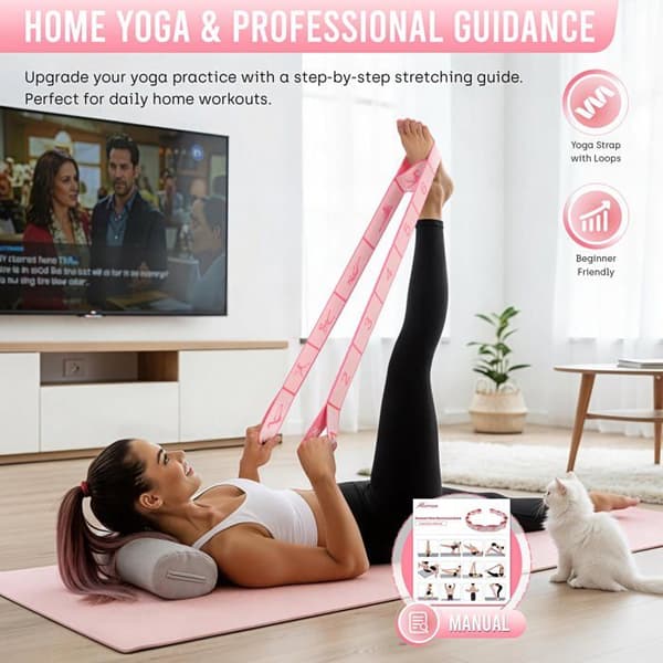 Stretchband - SONGHUI - 12 numrerade öglor - polyester-bomull anti-klyvning - halkfri - Rosa