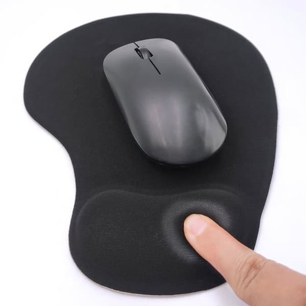 Ergonomisk musemåtte med håndledsstøtte – Gel-støtte, skridsikker bund (sort, 9,5 x 8,3 tommer)