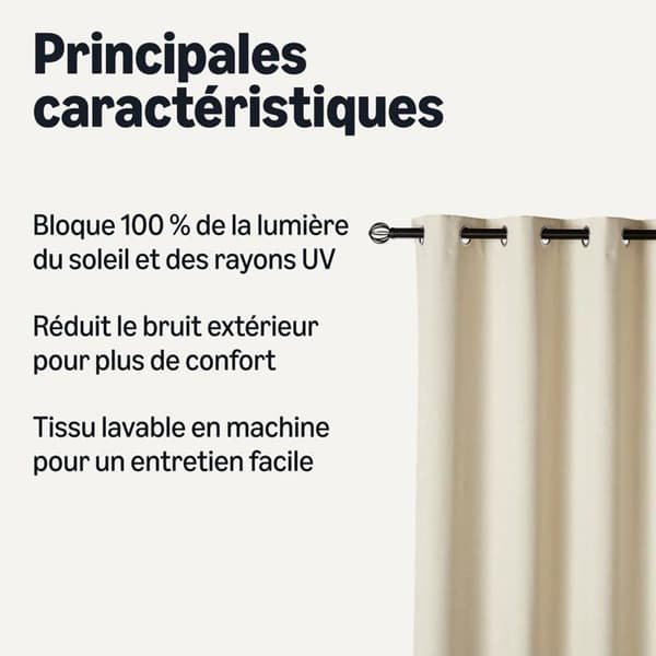 100 % mörkläggande gardiner med öglor, 2-pack, 132 cm x 244 cm, beige