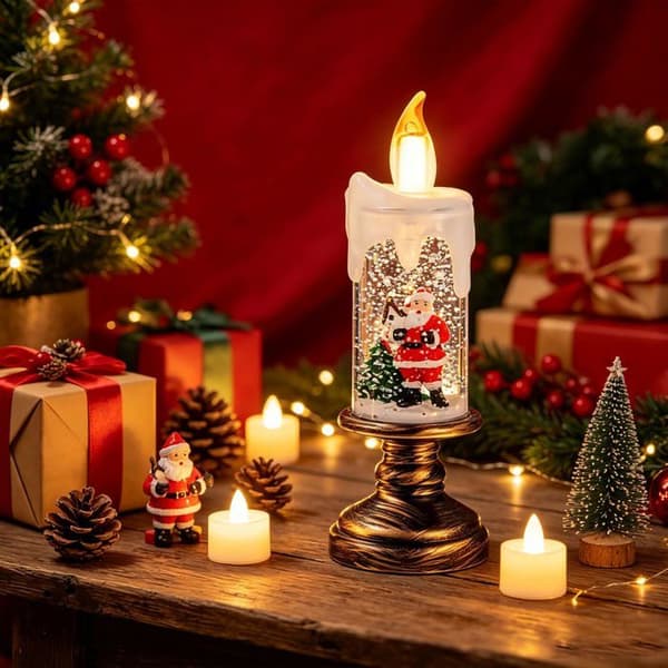 Flammefrie julelys, selvlysende julemand natlamper, ideelle til juledekorationer og familiefester.