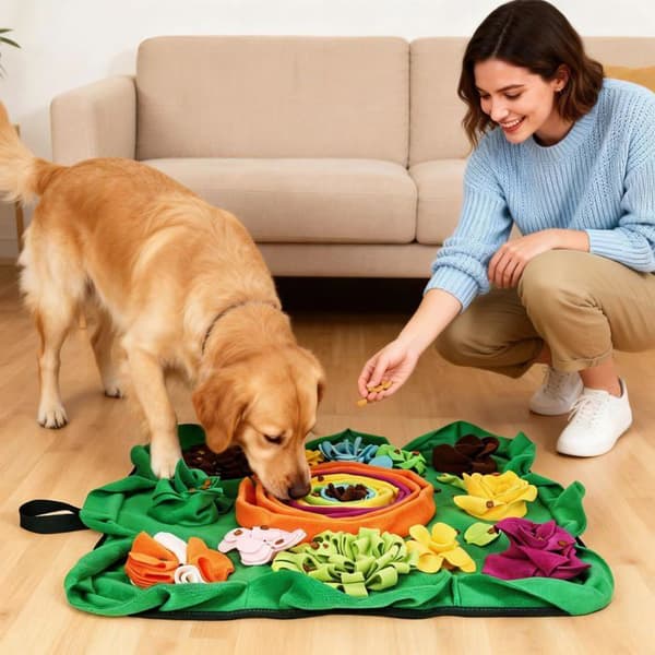 Grave tæppe til hund - SONGHUI - Model 50 x 50 cm - Slow-feeder - Vaskbar fleece - Skridsikker