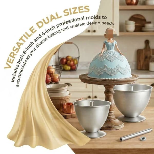Tårtformar - SONGHUI - Tvådelade formar - Docka/prinsessklänning - Set om 2 (20 cm & 15 cm) - Non-stick aluminium