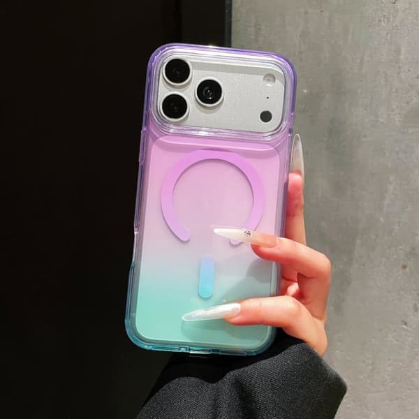Magnetisk skal med gradient för iPhone 17 Pro - Tvåfärgad gradient - Dimma lila