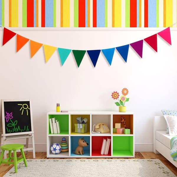 Flagguirlander - SONGHUI - Sæt af 6 - 72 flag - 2,5 m - Multifarvet filt