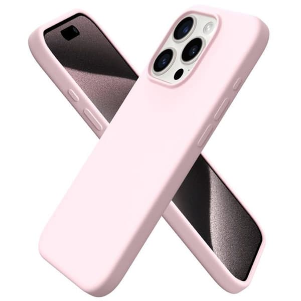 iPhone 15 Pro Cover — Blød silikonecover med fuld dækning, stødabsorberende og tynd (Kalkrose)