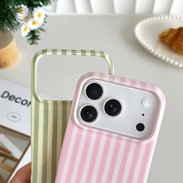 Cover til iPhone 17 Pro – Smuk stribet mønster, i blød TPU, tynd og stødabsorberende (Rosa)