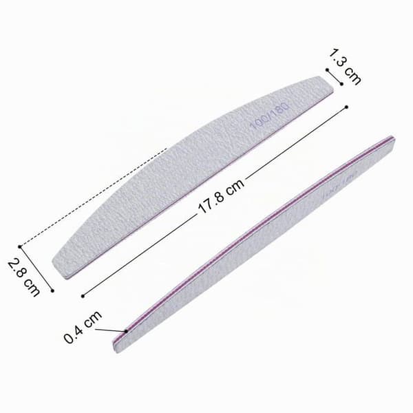 Professionelle dobbeltsidede neglefile, 25 stk., korn 100/180, vaskbare neglefile (hvide).