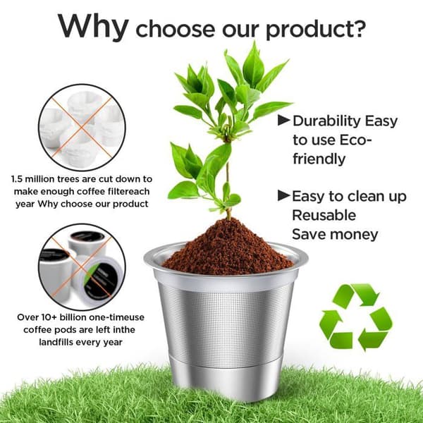 Genanvendelige kaffekapsler – Universelle K-Cups i rustfrit stål til Keurig 2.0 og 1.0 kaffemaskiner (sæt af 2)