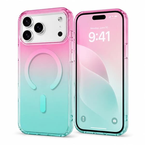 Magnetisk beskyttelsesskal til iPhone 17 Pro - Bicolor gradient - Gradient i pink og blå