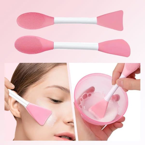 Ansigtsbørster 2 i 1 (silikone ansigtsmaske, rensebørste, dobbeltspids børste, DIY makeup værktøjer)