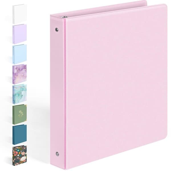 3-ring binder (2,5 cm / 1 in), transparent omslag, rosa, A4-format, ultrahållbar