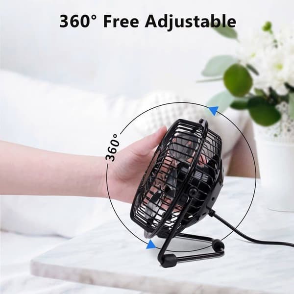 Bærbar skrivebordsventilator - SONGHUI - Mini USB 4'' - Stille <40 dB - 360° rotation - Metal