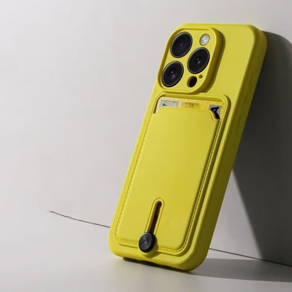 iPhone 15 Pro Max-fodral, med plats för SIM-kort, mjukt silikonfodral, röd.