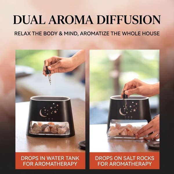 Aromaterapi diffuser / Himalaya salt lampe på 260 ml (med 3-niveau timerfunktion) — Træeffekt finish