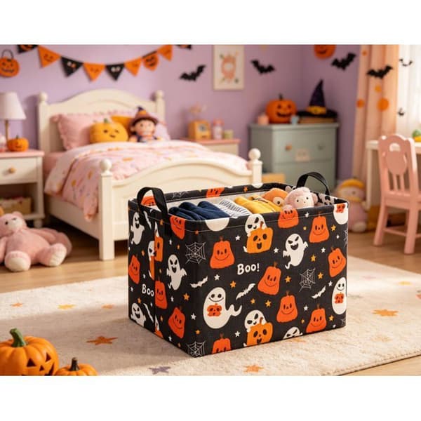 Foldbar opbevaringskurv til slik - Halloween opbevaringskurv [Lille multicolor spøgelse]