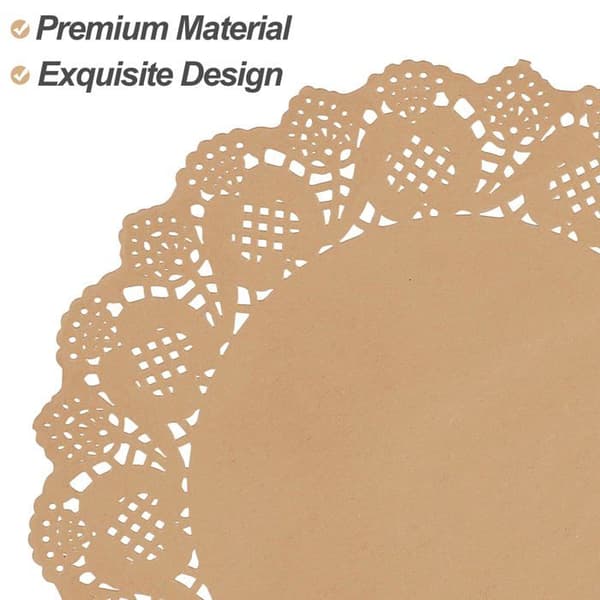 Engångsbordstablett - SONGHUI - Paket med 100 - Brunt kraftpapper - Spetsdesign - Ø 34,3 cm Brun (kraft)