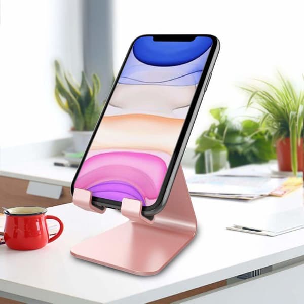 Stöd för telefon, skrivbordstöd i aluminiumlegering - rosa