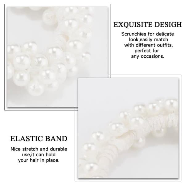 Hårsnoddar med pärlor - SONGHUI - 9-pack - Vit - Hög elasticitet - Bohemisk stil Vit