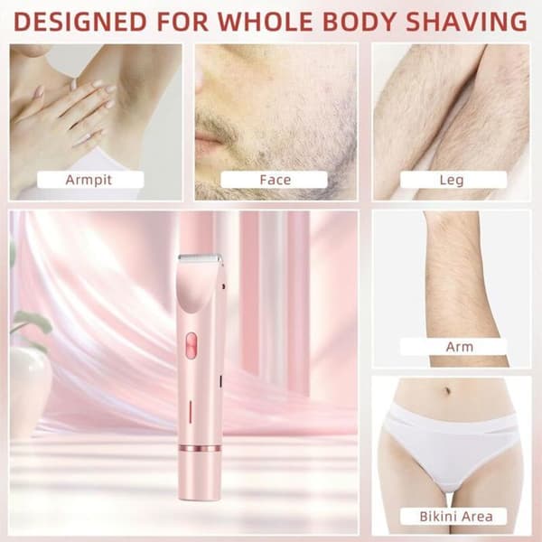Elektrisk bikini trimmer - AURUMAREPL - 2-i-1 - Rosa - Bikini, ansigt, ben og armhuler - Til kvinder