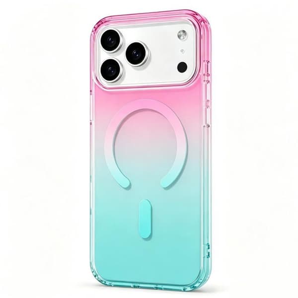 Magnetisk beskyttelsesskal til iPhone 17 Pro Max - Bicolor gradient - Rosa og blå
