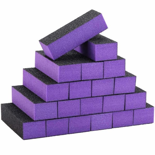 Sæt med 20 neglefilblokke (korn 80/120, 3 sider) til formning af negle (lilla og sort)