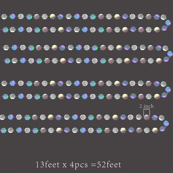 Guirlande - SONGHUI - Holografisk ring - Iriserende - Dobbelt-sidet pastiller 5 cm - Sæt 4×4 m
