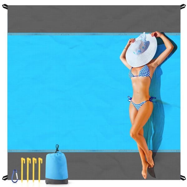 Sandavvisande strandfilt, extra stor strandmatta (79'' × 83''), bärbar picknickfilt