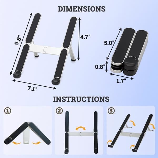 Bærbar computerstøtte - SONGHUI - Universel 10–16" - Luftfartsaluminium - Ultra-kompakt foldbar - 6 højder
