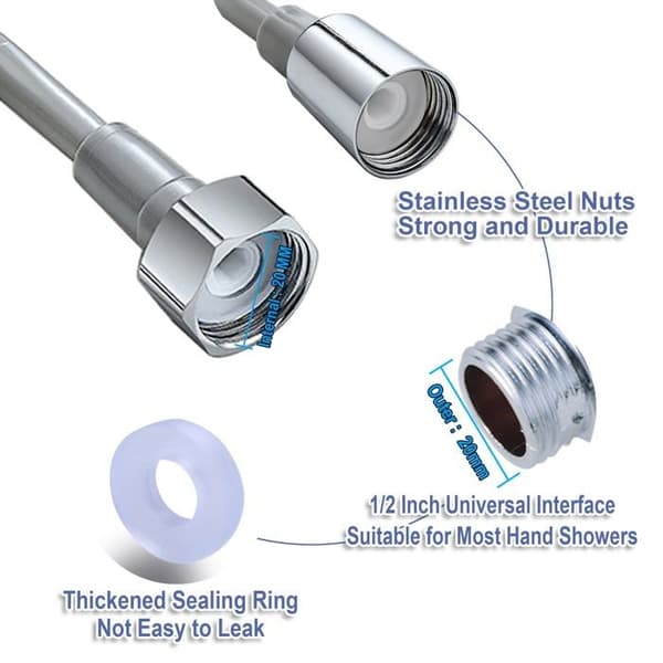 Fjederteleskoprør - SONGHUI - 3 m (retraktabel 43–250 cm) - ABS - Gængestørrelse 1/2" - Sølvgrå silvergrå